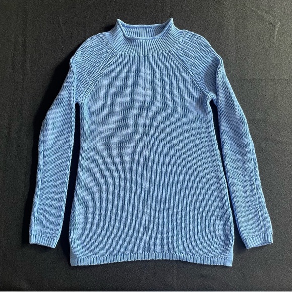 Tablots Sweaters - Talbots Ribbed Cotton Mockneck Sweater Blue Long Sleeve Size Small